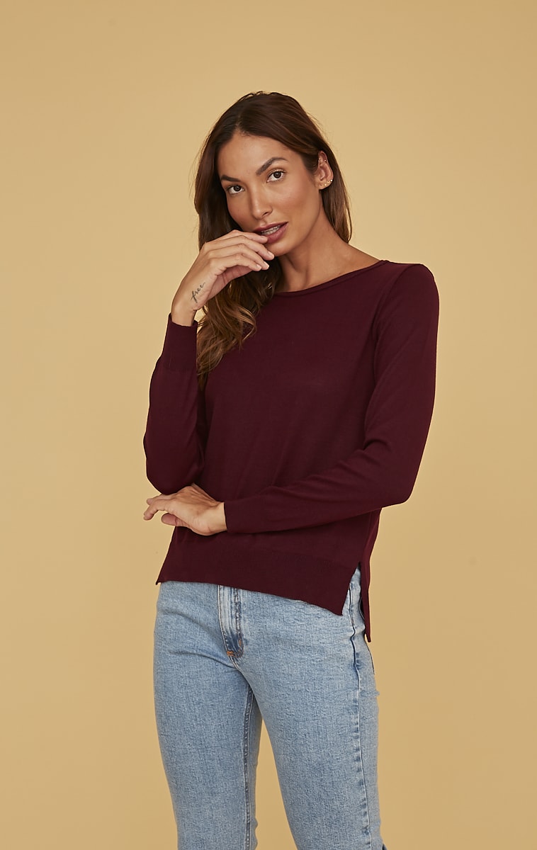 blusa tricot bordo