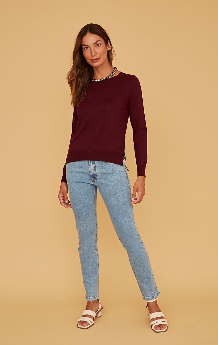 blusa tricot bordo