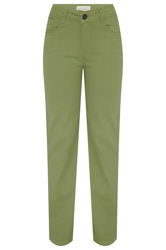 Calça color reta 5 pockets verde