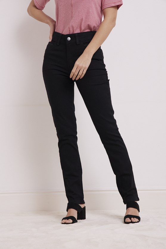 Calça jeans black slim pespontos preto