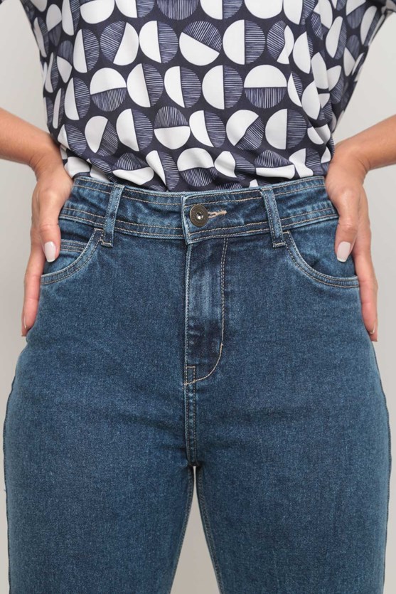 Calça jeans média slim cropped média