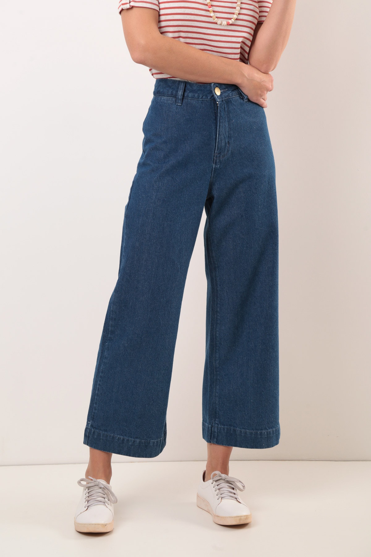 calça wide leg cropped