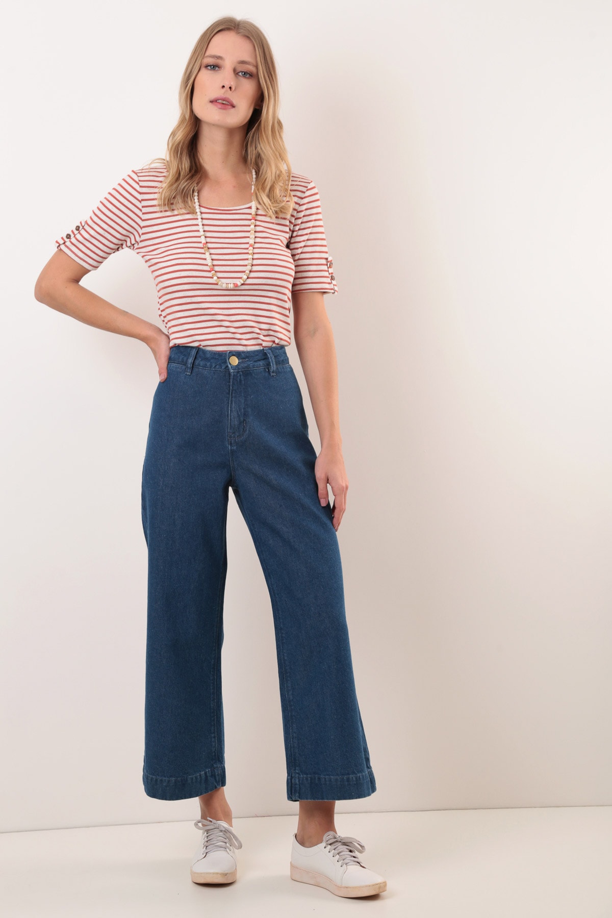 calça wide leg cropped