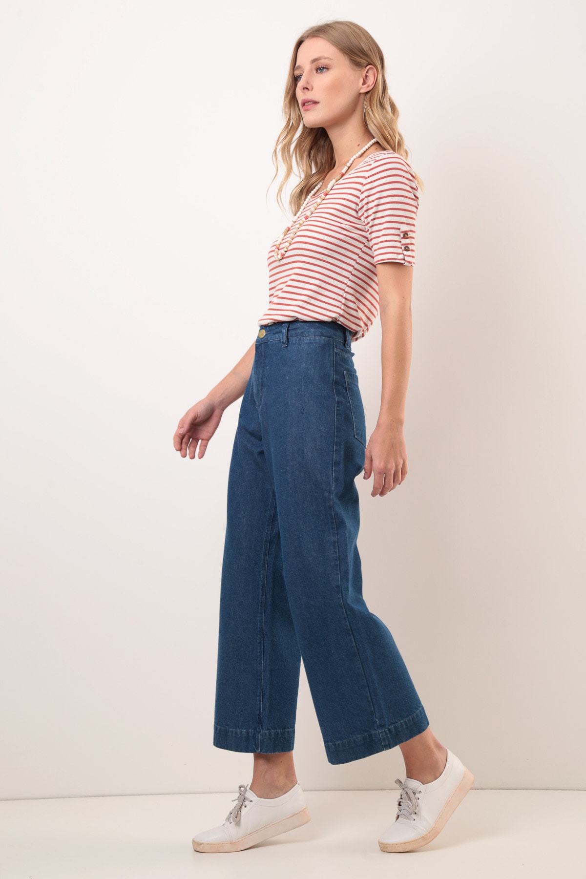 Calça wide clearance leg cropped