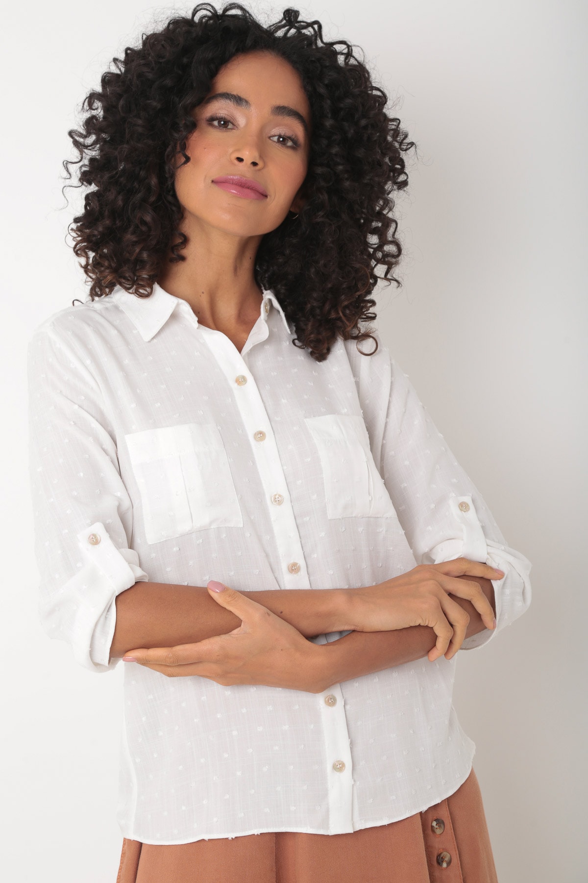 Camisa feminina de hot sale cambraia de linho