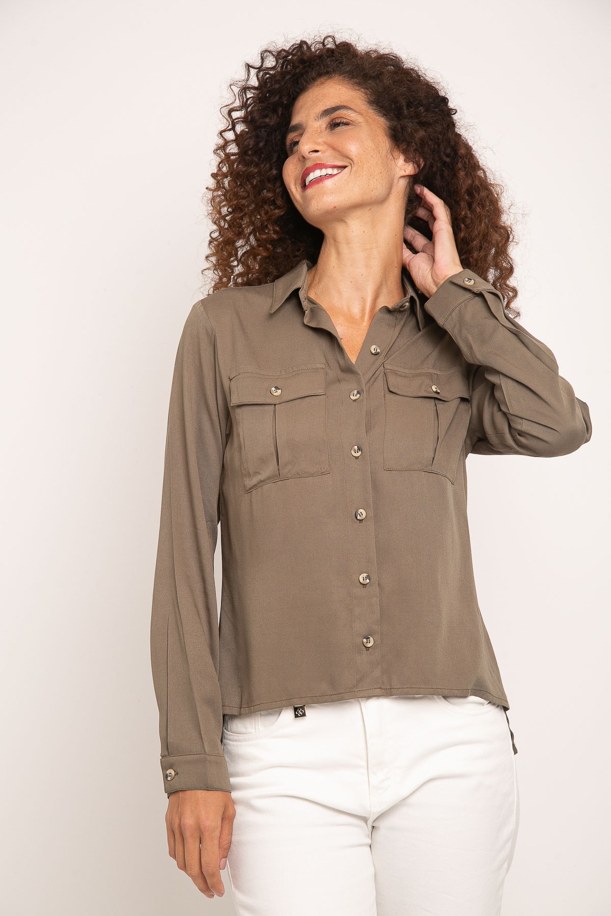 camisa viscose verde militar