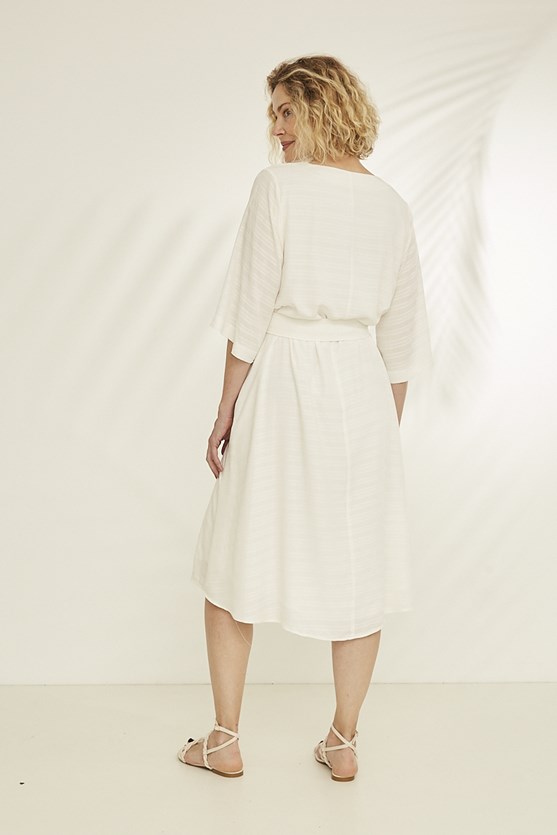 Vestido túnica viscose maquinetada off white